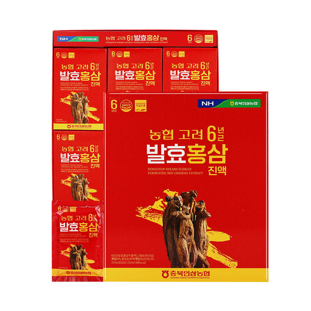 충북인삼농협 고려 6년근 발효 홍삼 진액 (70mlx30포/선물용 쇼핑백 포함)
